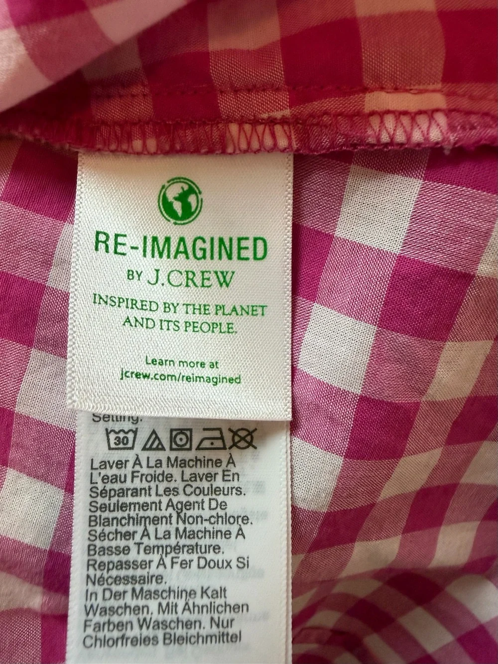 J.Crew Pink Gingham Button Down Shirt Small 100% Cotton